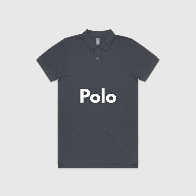 **Alt Text:** Smiling woman wearing navy custom polo shirt – personalised uniform with free printed logo included, ideal for workwear and team branding.