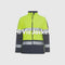**Alt Text:** Male worker wearing high visibility yellow safety jacket with reflective tape – custom printed hi-vis outerwear with free logo included, compliant with AS/NZS standards.