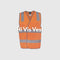 **Alt Text:** Young student wearing orange hi-vis vest outdoors – custom printed safety vest with free logo included, ideal for schools and events.