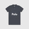 **Alt Text:** Smiling woman wearing navy custom polo shirt – personalised uniform with free printed logo included, ideal for workwear and team branding.