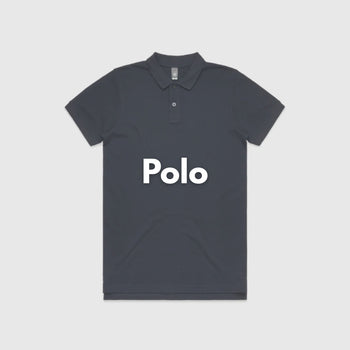 **Alt Text:** Smiling woman wearing navy custom polo shirt – personalised uniform with free printed logo included, ideal for workwear and team branding.