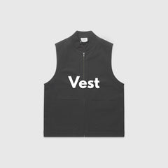 **Alt Text:** Man wearing royal blue custom puffer vest outdoors – personalised corporate vest with free logo included, ideal for staff uniforms and business branding.