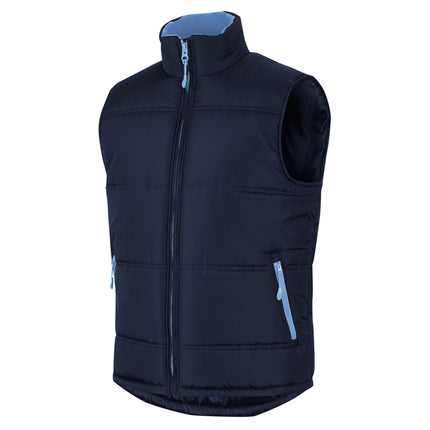 Stay warm and stylish with the Urban Puffer Vest featuring a bold contrast zipper.