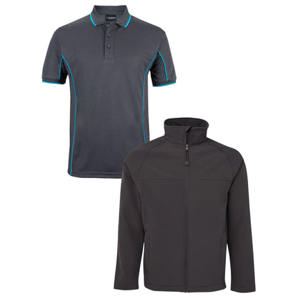 4 Polo Shirt + 2 Softhshell Jacket, Front Embroidery - No Back