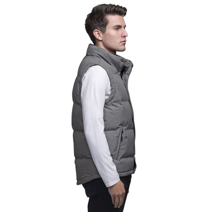 The Gear for Life Unisex Basin Puffa Vest in Grey Melange offers warmth and versatile layering with a sleek, modern design.