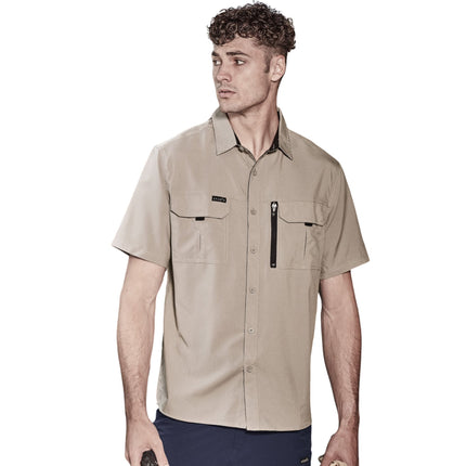The Syzmik Men's Outdoor Short Sleeve Shirt is designed for comfort and performance with its lightweight, breathable fabric that keeps you cool during active outdoor work.