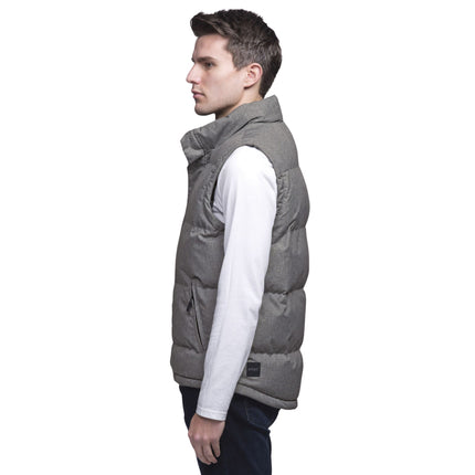 The Gear for Life Unisex Basin Puffa Vest in Grey Melange offers warmth and versatile layering with a sleek, modern design.