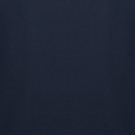 A macro shot of dark blue fabric. The texture is a fine mesh with a pattern of small, interlocking diamonds.