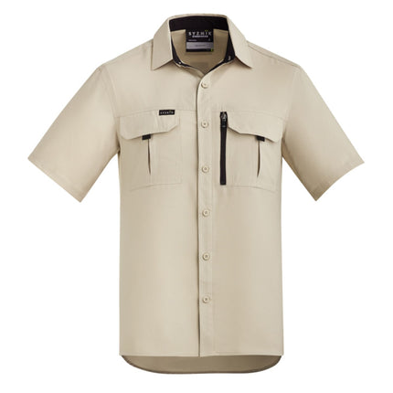 The Syzmik Men's Outdoor Short Sleeve Shirt is designed for comfort and performance with its lightweight, breathable fabric that keeps you cool during active outdoor work.