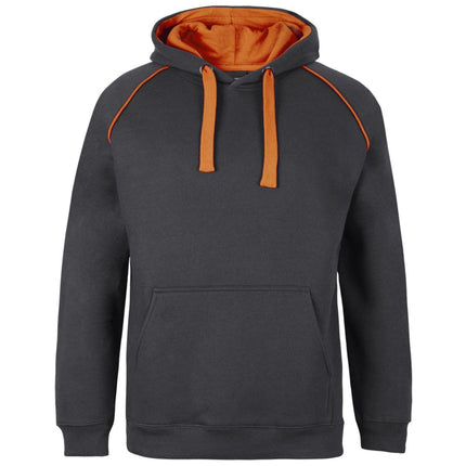 JB's Wear Contrast Fleecy Hoodie 3CFH in Gunmetal/Orange, official supplier front product photo.