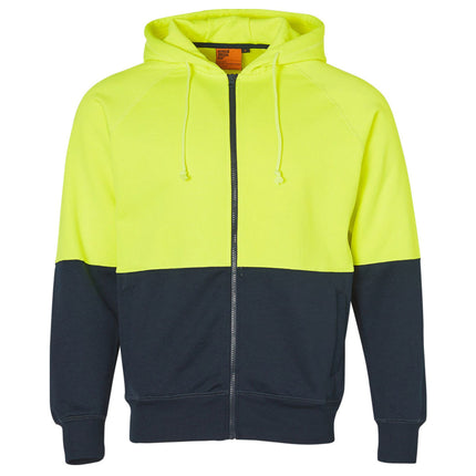 Hi Vis Two Tone Full Zip Fleece Hoodie – Day Use Safety Wear (Free Logo)