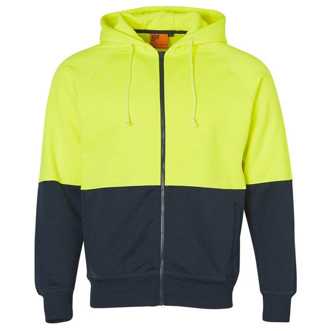 Hi Vis Two Tone Full Zip Fleece Hoodie – Day Use Safety Wear (Free Logo)