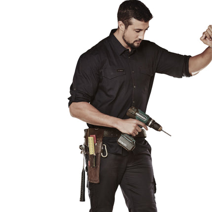 The Syzmik Men’s Rugged Cooling Long Sleeve Work Shirt features durable construction with integrated cooling technology and includes custom logo printing for a tailored, professional appearance.