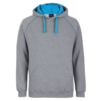 JB's Wear Contrast Fleecy Hoodie 3CFH in 13% Marle/Aqua, official supplier front product photo.