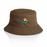 AS Colour Bucket Hat 1117 Walnut with example mountain embroidery, product-only
