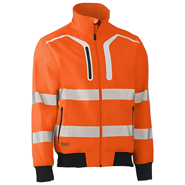 Bisley Hi-Vis Soft Shell Bomber Jacket - Branded Day & Night Workwear