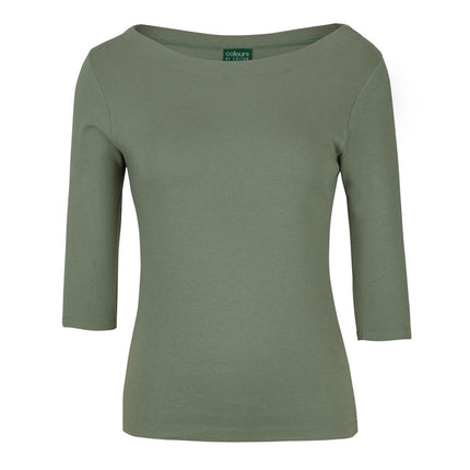 JB's Wear 3/4 Sleeve Boat Neck Tee