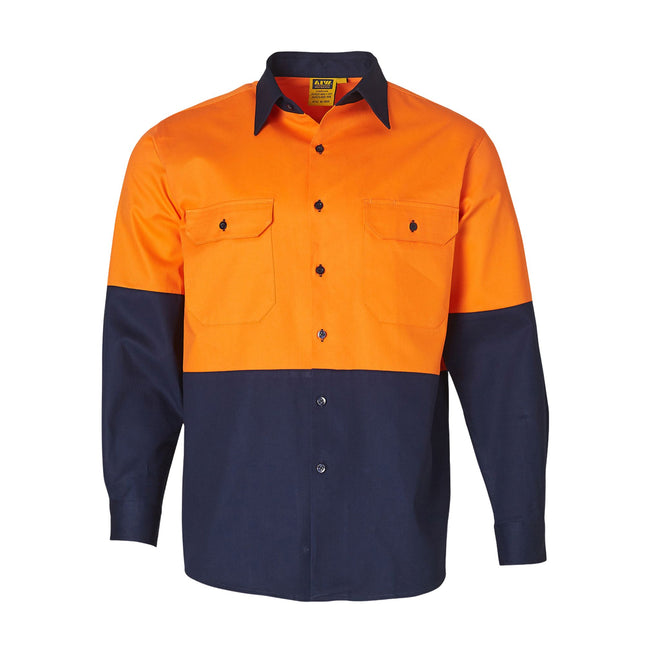 Winning Spirit Hi-Vis Long Sleeve Cotton Drill Work Shirt - Branded Day Uniform