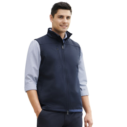 The Biz Collection Men's Soft Shell Vest combines water-repellent fabric with breathable materials to keep you comfortable and dry in varying weather.
