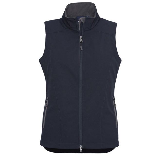 The Biz Collection Women's Geneva Softshell Vest offers a sleek, professional fit combined with practical weather resistance.
