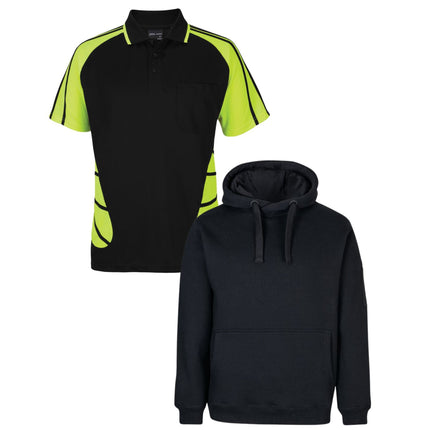 JB's Wear Hi-Vis Safety Custom Workwear Bundle – 4 Polo Shirts + 2 Hoodies with Free Logo
