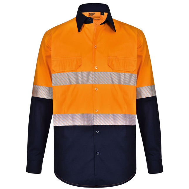 Hi-vis Long Sleeve Light Weight Cotton Safety Shirt with Segmented Tape