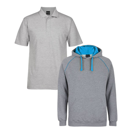 JB's Wear Uniform Bundle – 4 Polo Shirts + 2 Contrast Hoodies with Free Front Logo Embroidery