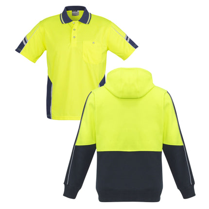 Syzmik Hi-Vis Safety Custom Workwear Bundle – 4 Polo Shirts + 2 Hoodies with Free Logo