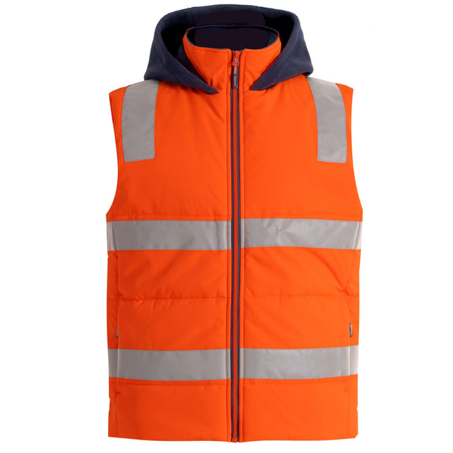 Custom Unisex Hi-Vis Hooded Puffer Vest - Branded Day & Night Workwear