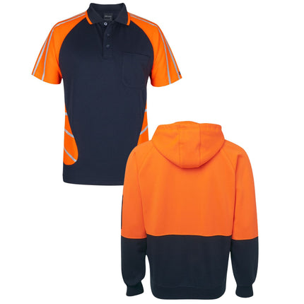 JB's Wear Hi-Vis Safety Custom Workwear Bundle – 4 Polo Shirts + 2 Hoodies with Free Logo