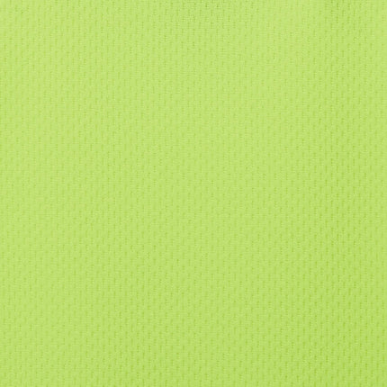 A macro shot of bright green fabric. The texture is a fine mesh with a pattern of small, interlocking diamonds.
