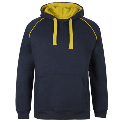 JB's Wear Contrast Fleecy Hoodie 3CFH in Navy/Gold, official supplier front product photo.