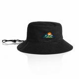 AS Colour Wide Brim Bucket Hat 1172 Black with example mountain embroidery, product-only