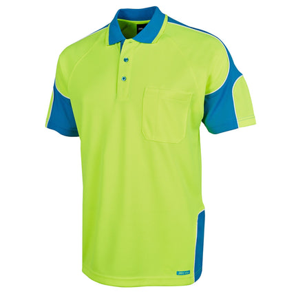 Green and blue polo shirt on a white background