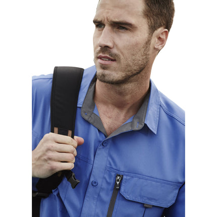 The Syzmik Men's Outdoor Short Sleeve Shirt is designed for comfort and performance with its lightweight, breathable fabric that keeps you cool during active outdoor work.