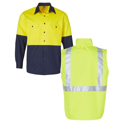 Winning Spirit Hi-Vis Safety Custom Workwear Bundle – 4 Long Sleeve Shirts + 2 Vests with Free Logo