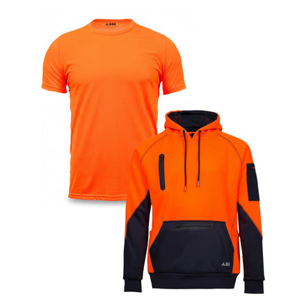BAD Workwear Hi-Vis Bundle 4 T-Shirts + 2 Hoodies with Free Logo