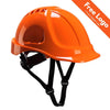 Orange Portwest PS55 safety helmet with black chin strap