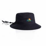 AS Colour Wide Brim Bucket Hat 1172 Navy with example mountain embroidery, product-only