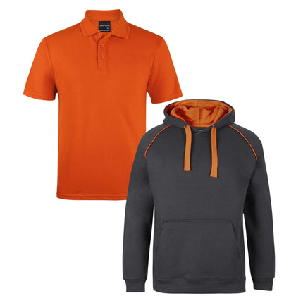JB's Wear Uniform Bundle – 4 Polo Shirts + 2 Contrast Hoodies with Free Front Logo Embroidery