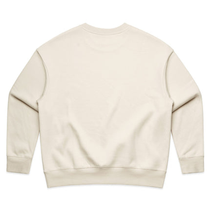 Full-body shot of a model in the ecru AS Colour Heavy Crew, showcasing the comfortable, relaxed silhouette.