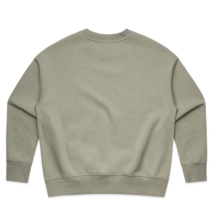 Full-body shot of a model in the ecru AS Colour Heavy Crew, showcasing the comfortable, relaxed silhouette.