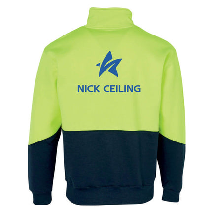 Hi Vis Long Sleeve Half Zip Fleece Sweater – Day Use Safety (Free Logo)