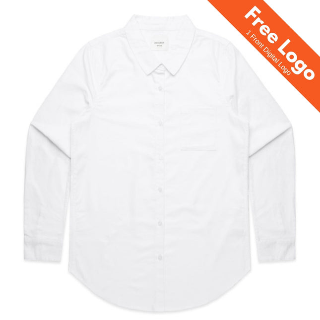 Women's Oxford Shirt - 100% Woven Cotton, Regular Fit, Mid-Weight
