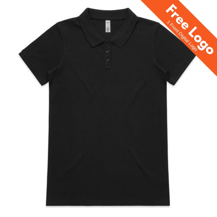 Women's Heavyweight Pique Polo - Slim Fit Cotton Polo with Tonal Buttons
