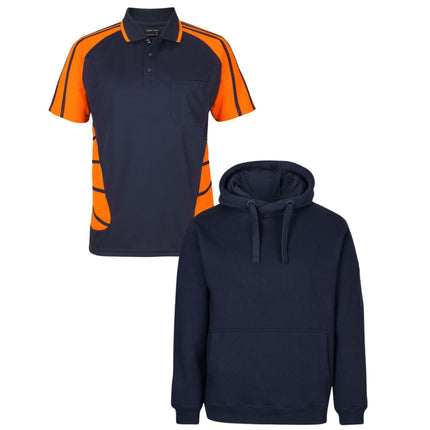 JB's Wear Hi-Vis Safety Custom Workwear Bundle – 4 Polo Shirts + 2 Hoodies with Free Logo