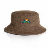 AS Colour Cord Bucket Hat 1176 Walnut with example mountain embroidery, product-only
