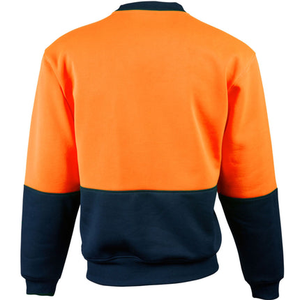 Orange and navy blue sweatshirt on a white background