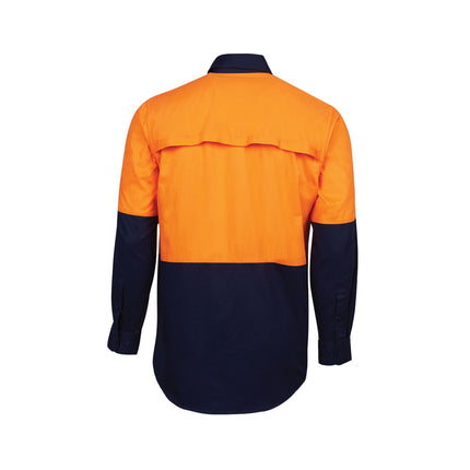 Hi-Vis Long Sleeve Cotton Work Shirt – UPF 50+, Day Use Compliant, Custom Print Included