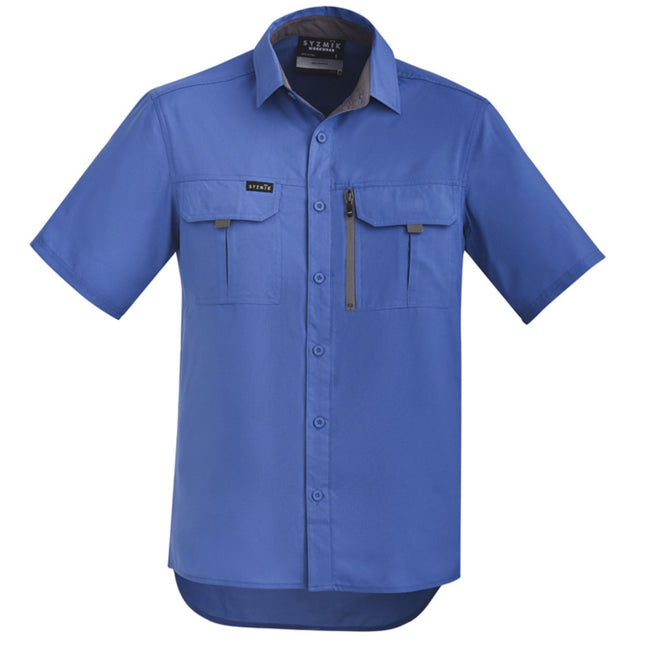 The Syzmik Men's Outdoor Short Sleeve Shirt is designed for comfort and performance with its lightweight, breathable fabric that keeps you cool during active outdoor work.